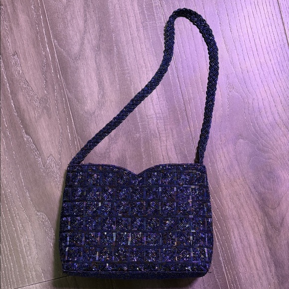 Handbags - Elegant royal blue Beaded Clutch